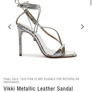 SCHUTZ Vikki Metallic Leather Sandals in Silver